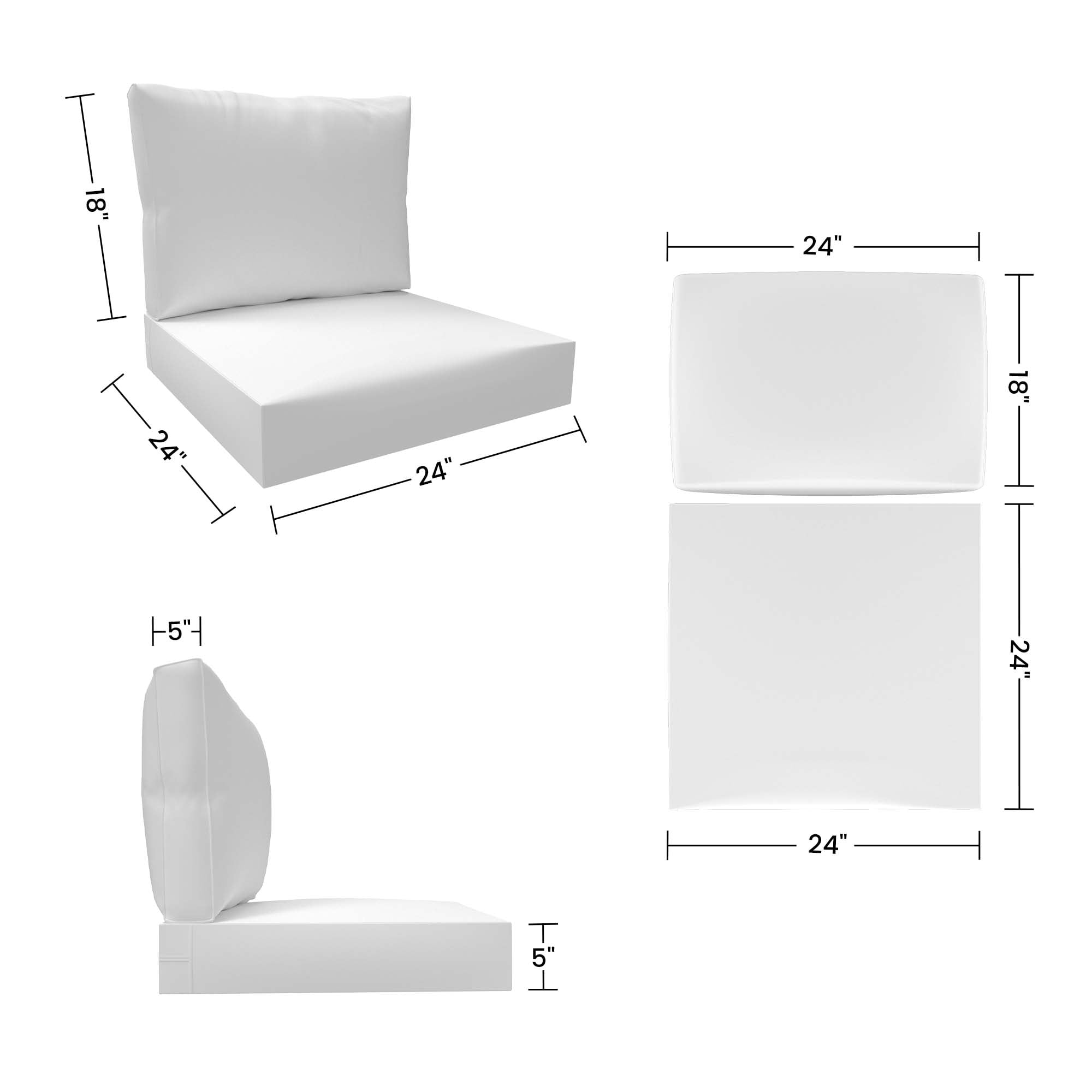 Covers&All Outdoor Sunbrella Deep Seat Cushion Set, Water, UV & Fade Resistant Patio Chair Cushions, High-Density 5" Thick Seat & Back Cushions for Outdoor Furniture