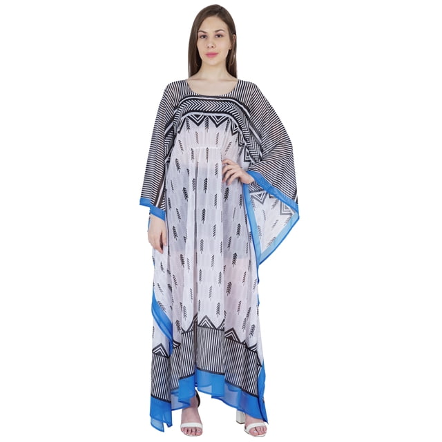 Moomaya Maillot de Bain Aguichant pour Femmes, Kaftan Kimono à Manches, Tenue de Plage Transparente