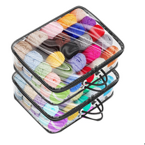 3 Pack Clear Yarn Storage Bags, Yarn Storage Organizer Tote Bag for Knitting Needles Crochet Hooks Yarn Balls Yarn,3 * Yarn Storage Bags,Black & Transparent