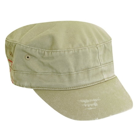 Dorfman Pacific Distressed Cotton Military Cadet Hat