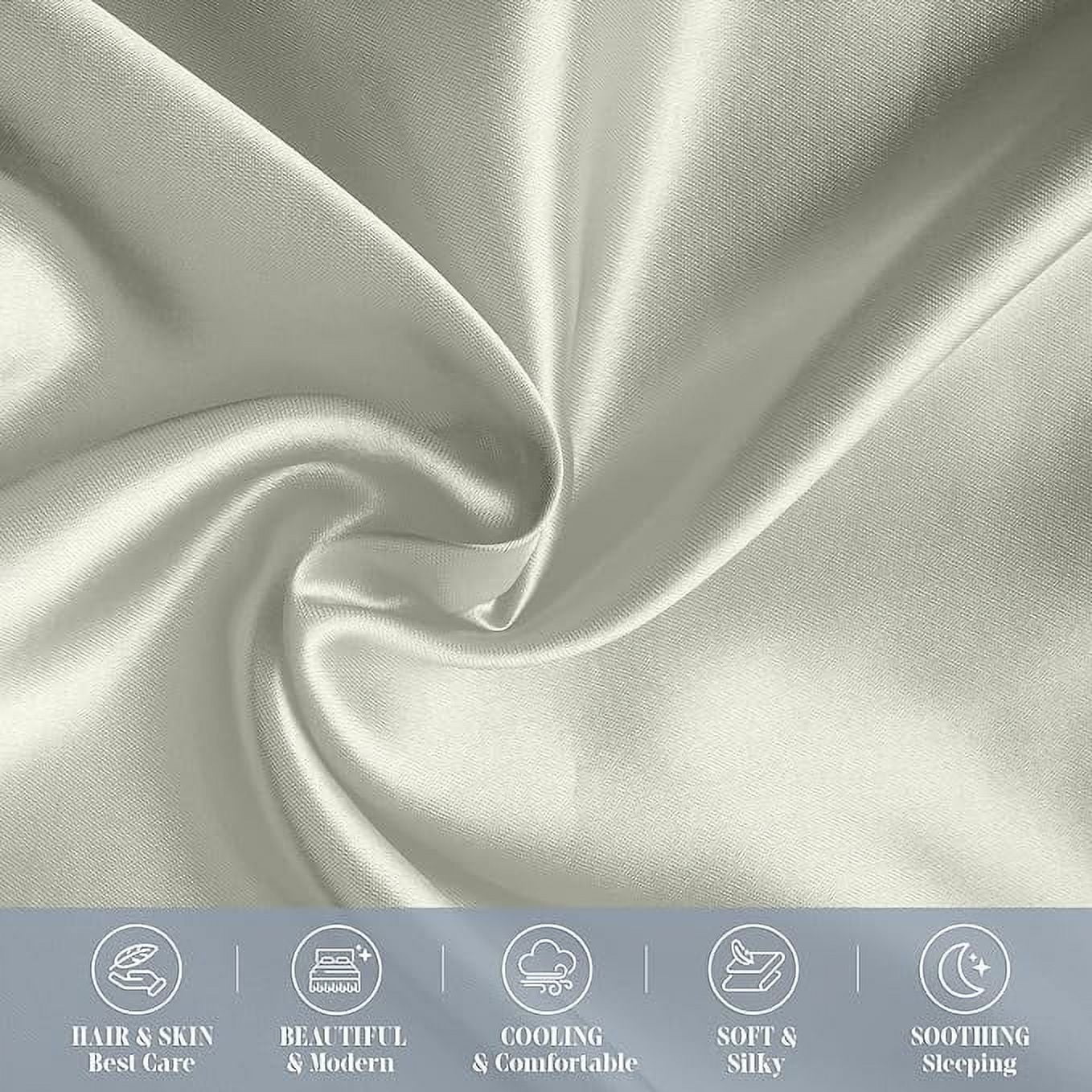 Cooling Viscose Satin Pillowcase 4-Pack Set with Hidden Zipper Closure,Standard/Queen, Light Jade