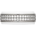 thumbnail image 3 of Stainless Steel Polished White Ceramic Cz Ridged Edge Ring (Size 6) Made In China sr565-6, 3 of 5