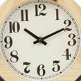 thumbnail image 4 of DecMode 10" Light Brown Wood Clock with Curved Black Metal Stand and Ball Details, 4 of 10