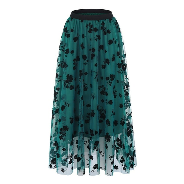 Green maxi 2025 skirt 3d