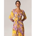 thumbnail image 4 of Vestido largo con estampado floral de diamantes y hombros descubiertos de Tsukko, 4 of 5