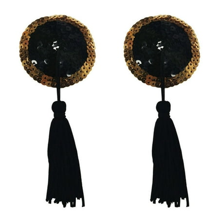 ZPAQI Women Sexy Sequins Tassels Self Adhesive Nipple Cover Bowknot Pasties Bra
