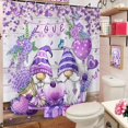 thumbnail image 2 of Valentine''s Day Shower Curtain, Purple Cute Gnomes Lavender Flowers Heart Ballons Love Theme Farmhouse Wooded Bathroom Curtain Waterproof Fabric Machine Washable with Hooks, 36" Wx72 L, 2 of 6
