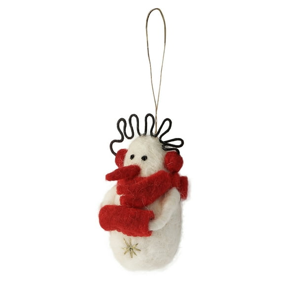 De Kulture Works Wool Felt Baby Snowman Eco Friendly Needle Felted Christmas Xmas Tree Decoration Stuffed Ornament, 2x2x4.5 LWH inches