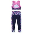 thumbnail image 5 of MSemis Kids Girls Athletic Sport Crop Top with Leggings Digital Printed Love Dance 2 Pieces Mesh Outfit, 5 of 7