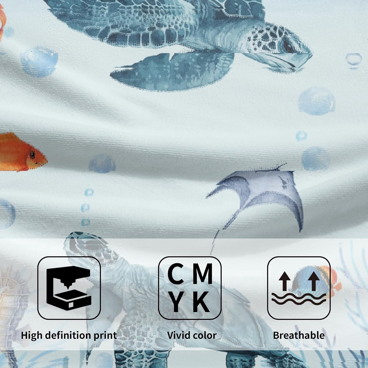 Ocean Sea Turtle Hand Towels Set of 2 Tropical Fish Coral Fingertip Bath Towel Soft Kitchen Washcloth for Bathroom Laundry Room Spa Decor