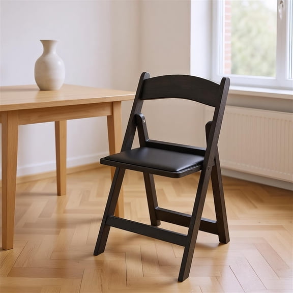 Spaco Black 4 Pack Resin Folding Chairs with Padded Seat, Sun-Proof Portable Event Chairs for Wedding Party Home Office, Space-Saving
