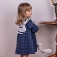 thumbnail image 4 of Toddler Girls Vintage Plaid Dress Soft Cotton Princess Ruffle Dress with Bow Long Sleeve Fall Heirloom Outfit, 4 of 5