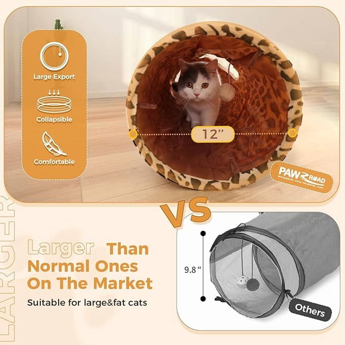 Cat Toys Collapsible Tunnel Dog Tube for Fat Cat,Rabbits,Dogs Length 51" Diameter 12"