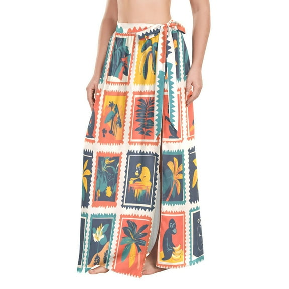 FORMRS Womens Beach Sarong Semi-Sheer Bikini Wrap Skirt Swimsuit Cover-ups, Jungle Stamp