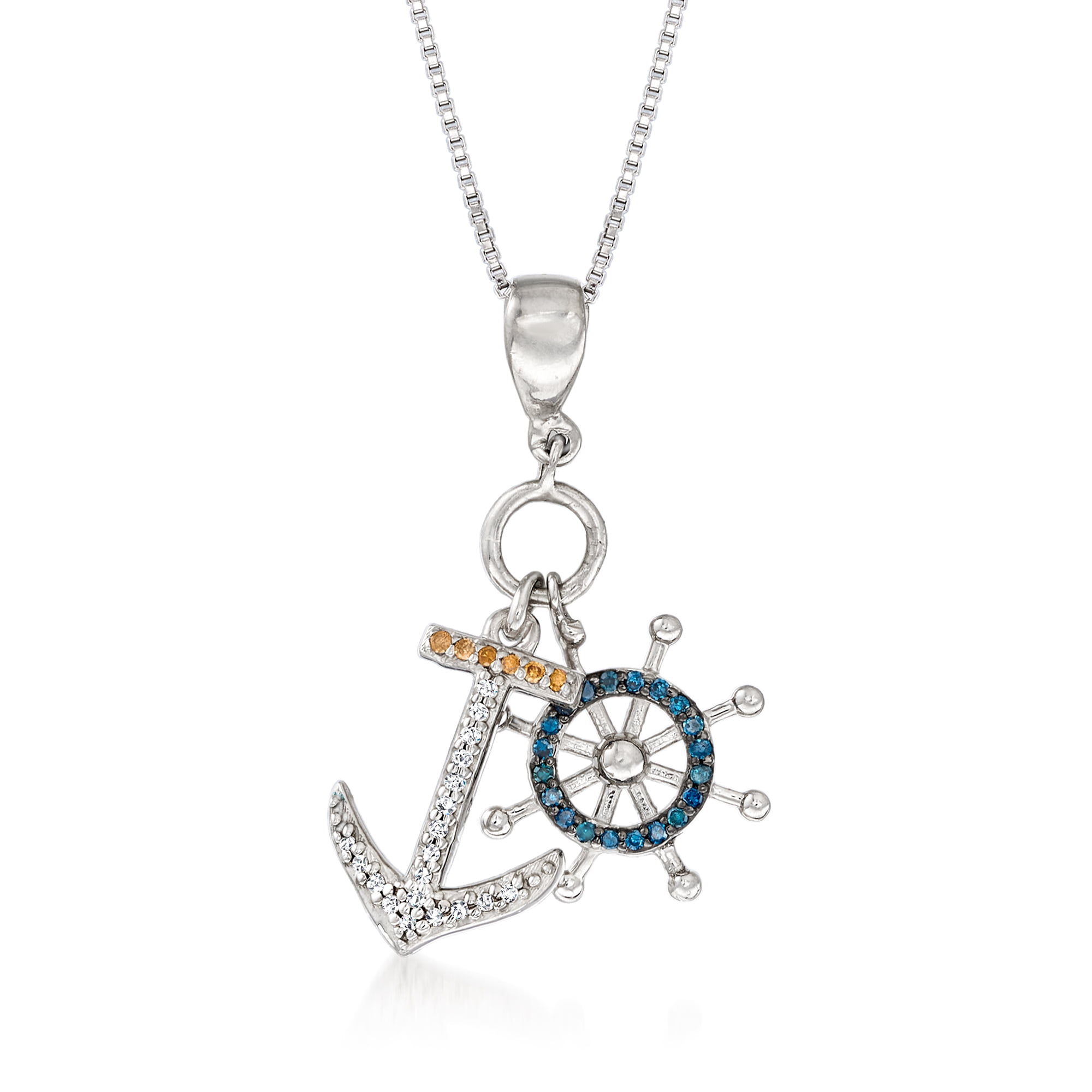 Ross-Simons 0.10 ct. t.w. Multicolored Diamond Anchor and Wheel Necklace in  Sterling Silver - Walmart.com