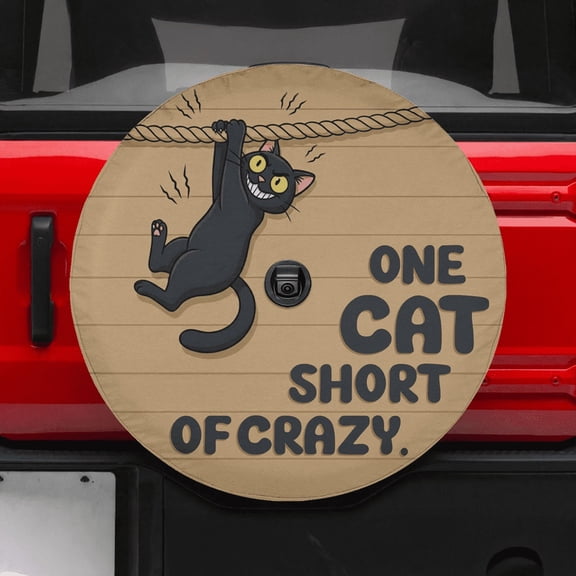 Lotusprinthandmade Funny Cat Spare Tire Cover With Backup Camera Hole 6 Sizes (27 in.) – Playful Kitty Design For Vehicles And Outdoor Use