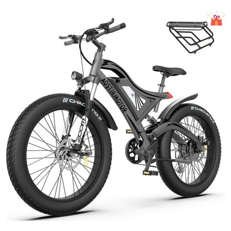 Aostirmotor Electric Mountain Bike 750W 48V15Ah Removable Lithium Battery, Fat Tire Ebike 26x4.0 inch Electric Bike for Adults UL2849