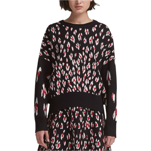 DKNY suÃ©ter de leopardo para mujer, negro, grande DKNY Pull-over