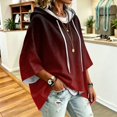 thumbnail image 6 of Womens Oversized Hoodies Gradient Printed 3/4 Sleeve Hooded Pullover Sweatshirt Baggy Relaxed Fit Casual Fall Winter Daily Outfit Tops, 6 of 6