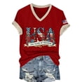 thumbnail image 5 of YVNAURA Women's Retro 250th Anniversary V Neck T Shirt USA 1776-2026 American Flag Graphic Tee Patriotic Summer Top Lightweight Breathable for 4th of July Everyday Wear, Red, M, 5 of 7