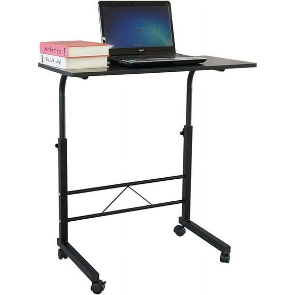 YYEAN Side Table Mobile Standing Computer Desk Adjustable Height Portable Laptop Table, TV Tray Workstation for Sofa Bed Home Office, Desktop 31.50" L x 18.11" W, Black