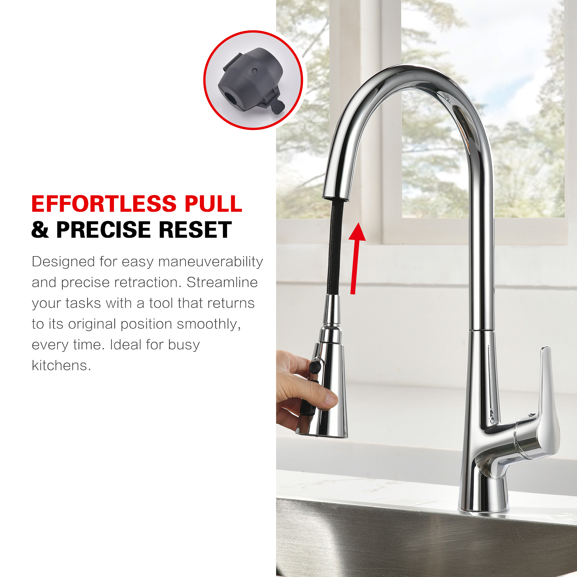 sumerain Touchless Pull Down Kitchen Faucet Hands-Free Motion Sensor Single Hole Kitchen Sink Faucet Chrome