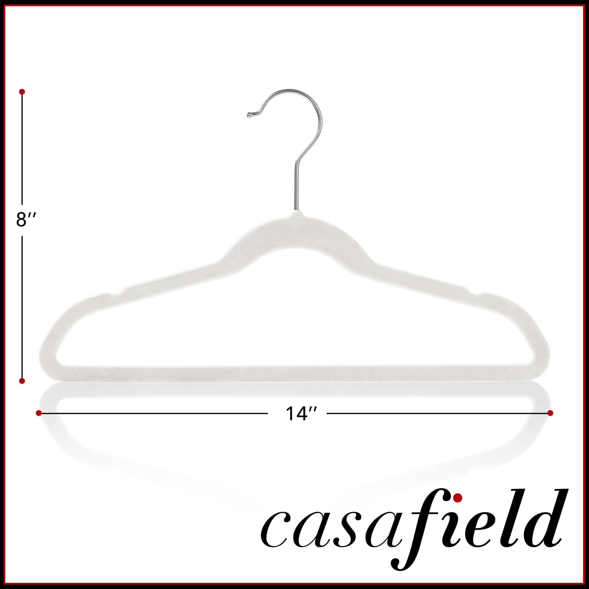 Casafield 50 Velvet Kid's Hangers for Children's Clothes, 14" - Ivory