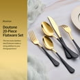 thumbnail image 5 of MDEALY 20-Piece Gold and Black Silverware Set for 4, 18/0 Stainless Steel Flatware Cutlery Utensils Set, Include Dinner Knives,Dinner Forks,Dinner Spoons,Salad Forks,Teaspoons,Dishwasher Safe, 5 of 7