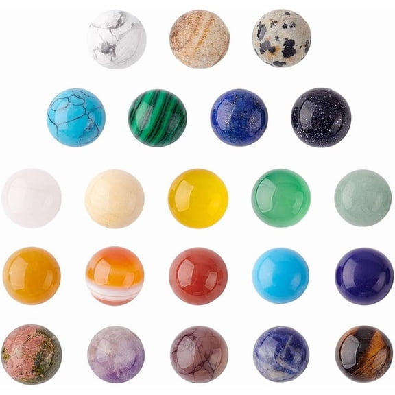 1set 44Pcs 22 Styles Natural Gemstones Cabochons Half Round Cabochons 10mm Quartz Tiles Stone Gems for Jewelry Making Rings Earrings Necklace Bracelet DIY Crafts Colorful
