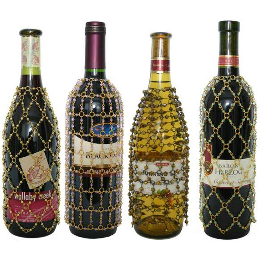 Royal Designs Beaded Wine/Champagne Bottle Covers, Decorative Wine Bag