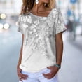 thumbnail image 4 of Camiseta con estampado Floral 3D para mujer, Tops básicos de manga corta con cuello de pico informales, ropa de calle Vintage, camisetas holgadas para mujer 2022, 4 of 5