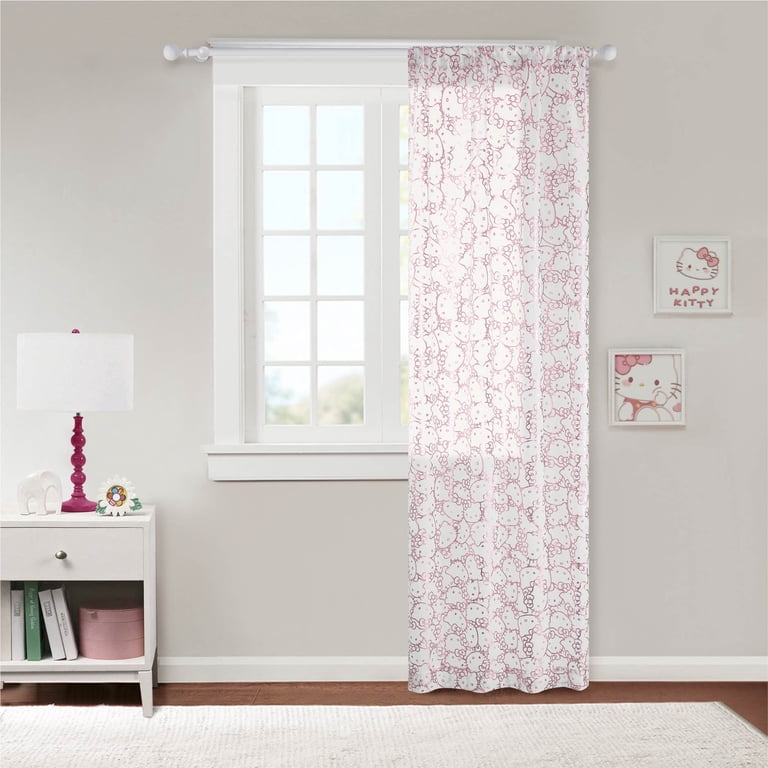 Hello Kitty 38" x 84" Metallic Sheer Curtain Panel photo 1