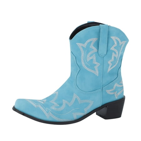 

KaLI_store Women Shoes Ankle Boots for Women Fashion Autumn And Winter Women Boots Blue 7.5