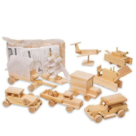 UPC: 0840614133103 | S&S Worldwide Wood Transportation Model Kit Unfinished Unassembled Asst. Vehicles Precut Craft Wood & DIY Instructions Wood Glue (not included) Finished Sizes 5-1/2 to 9 long. Makes 12.