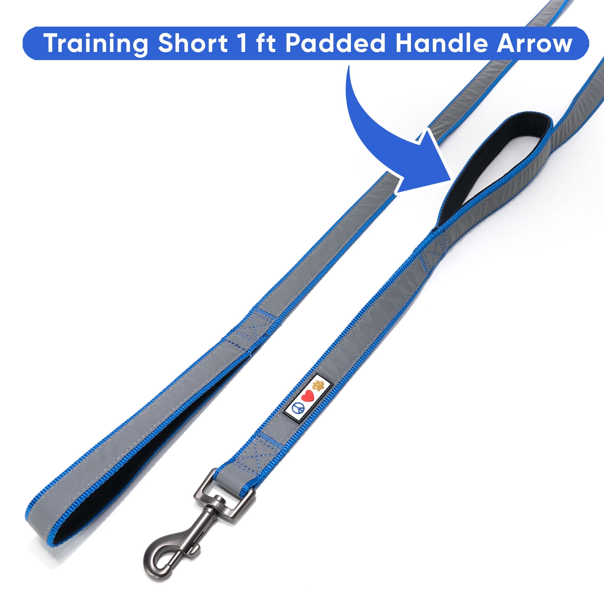 Pawtitas Double Handle Dog Leash Ideal for Medium and Large Dogs Training Dog Leash - Medium / Large - Blue