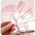 thumbnail image 6 of 4 Pieces Flexible Ruler Set 15cm/6inch Straight Ruler Triangle Rulers Shatterproof Ruler Straight Edge Soft Bendable Rulers Protractor Math Geometry Tool School Office Supplies (Pink), 6 of 7