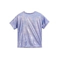 thumbnail image 4 of Moggemol Kids Girls Sparkly Metallic Shiny T-shirt Boys Short Sleeves Loose T-Shirt for Dance Royal Blue 140, 4 of 7