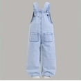 thumbnail image 4 of MEZZALL Girls Pants Toddler Kids Fashion Doodle Print Wide Leg O-Neck Jumpsuit One-Piece Denim Overalls For Casual Wear Age 3 7 Years Comfortable Summer Fall Outfits Birthday Child Clothes Sets, 4 of 8
