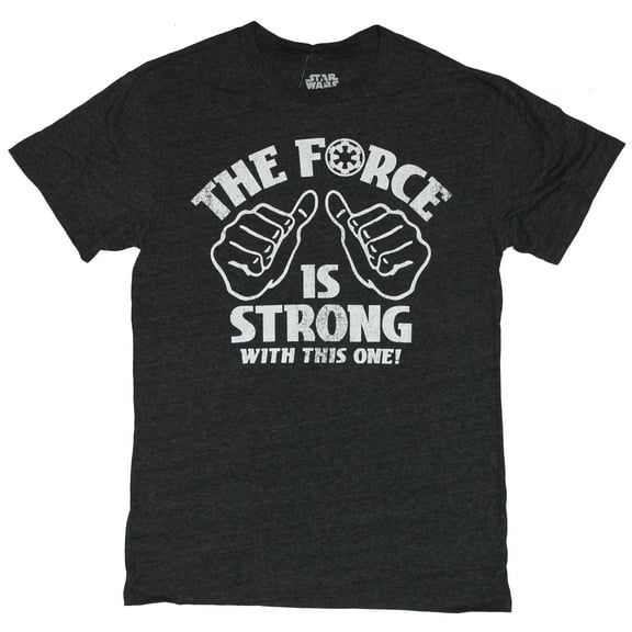 Star Wars Mens T-Shirt - "The Force is Strong With This One" Thumbs Pointing (Small)