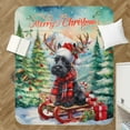 thumbnail image 4 of Merry Christmas Santa Reindeer Antlers Scottish Terrier Sleigh Xmas Winter Holiday Cozy Sherpa Blanket Scottie Dog Lover Gifts Warm Soft Throw Blanket - 00023, 4 of 5