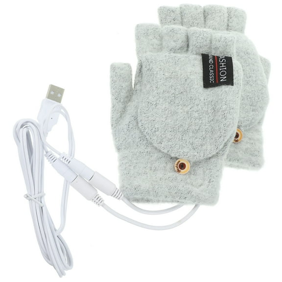 TABLZONE Electric Gloves Rechargeable Grey Knit for Winter Hand Warmth