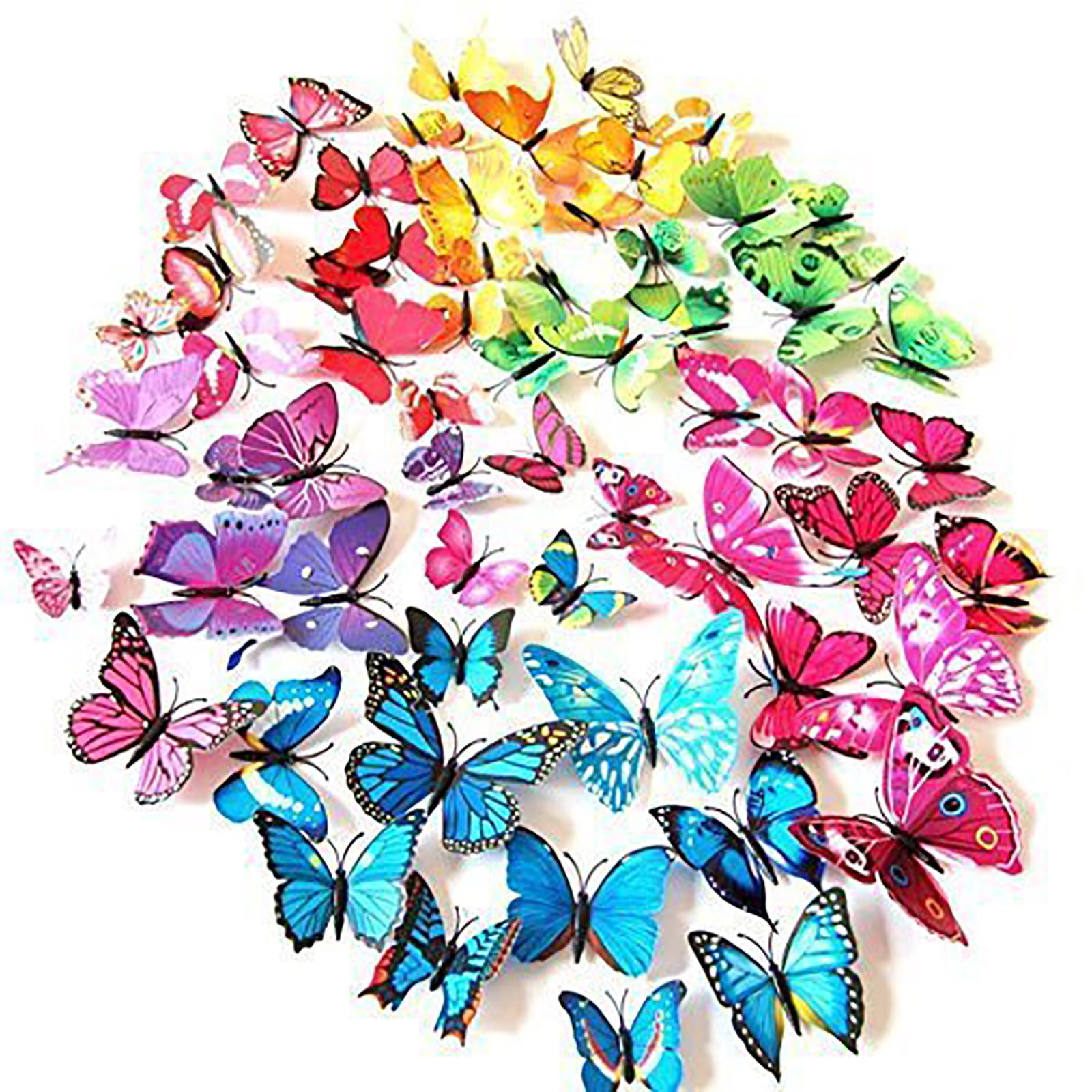 walolo 96PCS 3D Butterfly Wall Stickers Multicolor Crafts Butterflies Magnetic Decals for Kids Room Decoration 