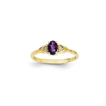 Large Amethyst Stone 14k Yellow Gold Diamond Purple Amethyst Band Ring Size 7.00 Stone Birthstone February Gifts For Women For Her ()