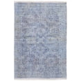 thumbnail image 2 of 5' X 8' Blue and Ivory Abstract Hand Woven Distressed Area Rug With Fringe, 2 of 10