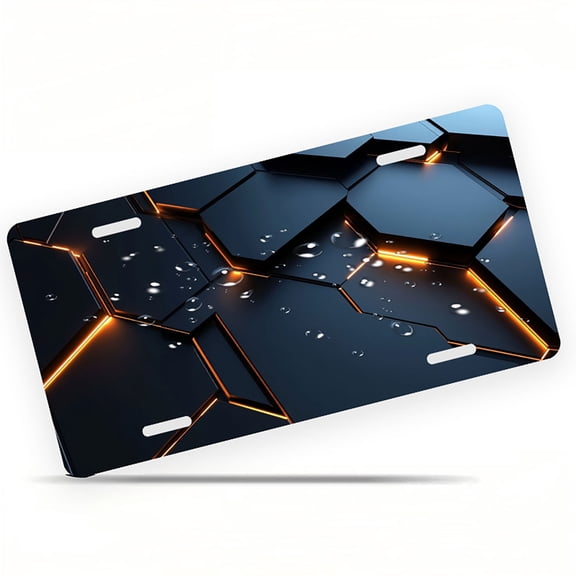Illuminated Hexagonal Tiles Funny Personalized License Plate Rust-proof Stainless Steel Metal License Plate Suitable For Men And Women 12.2" x 6.2"