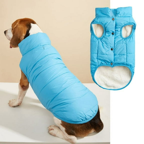 Nvzi -b Windproof Dog Winter Jacket Dog Coat Warm Dog Vest Cold Weather Pet Apparel with 2 Layers Fleece Lined for Small Medium Large Dogs (XXL, Blue)