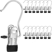 Hanger Clips,15 Pcs Hanging Clips Clothes Pins,Stainless Steel Laundry Hooks,Portable Boot Hanging Hold Clip for Jeans,Hats,Tall Boots,Towels,Multifunctional Pant Organizer Clips - Black