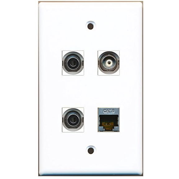 RiteAV - 1 Port Shielded Cat6 Ethernet 2 Port 3.5mm 1 Port BNC Wall Plate