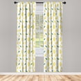 thumbnail image 2 of Ambesonne Japanese Print Curtains, Cartoon Lemon Plot, Pair of 28"x84", Pastel Yellow Fern Green, 2 of 4