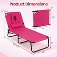 thumbnail image 3 of Costway Chaise Longue de Plage avec Ouverture pour le Visage, Coussins et Dossier Réglable à 4 Positions Rose, 3 of 9